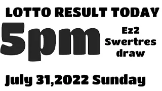 Ez2, SWERTRES pcso lotto result today 5pm draw July 31,2022 Sunday