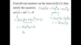 Trig solve cos(2x) -sin squared x = 0