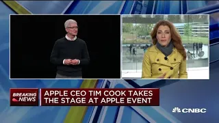 Apple CEO Tim Cook takes the stage at Apple event