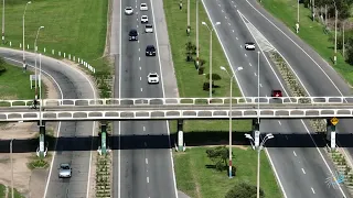 Vista aérea del cruce de las rutas 11 e Interbalnearia