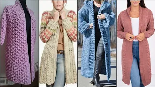 Amazing and Stunning crochet handknit knitting cardigan long cluster jacket designs for woman