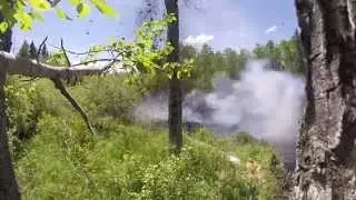 Blowing up a beaver dam -  big explosion