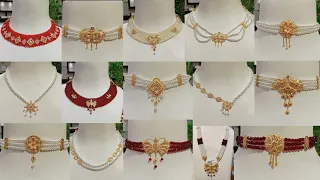 Light weight Gold Pearl Choker Necklace Desings wite weight &price  @Sanchitassimplelife