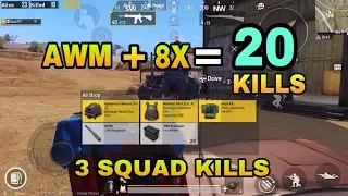 MIRAMAR SNIPING IS FUN || 20 KILLS SOLO VS SQUADS - pubg Mobile AWM +8X