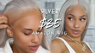 How To Style A Synthetic Lace Front Wig | Bluple Wigs Reviews | Platinum Grey $36