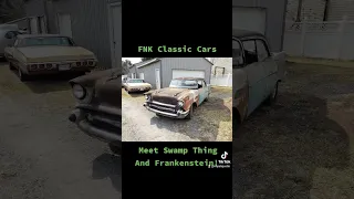 Rusty Barn Find 57 Chevy Survivors- Frankenstein & Swamp Thing -See Each Bel Air Here On The Channel