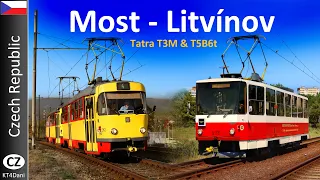 【4K】MOST-LITVÍNOV TRAM - Tatra T3M & T5B6t (2023)