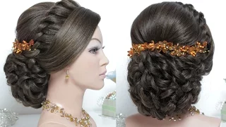 Bridal hairstyle for long hair tutorial. Wedding updo step by step