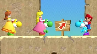 New Super Mario Bros. Wii - 3 Player Co-Op Walkthrough - World 6 - Mario, Peach & Daisy! HILARIOUS