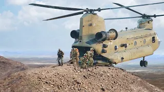 US CH-47 Performs Risky Special Unit Troops Insertion on Top of Mountain