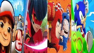 SUBWAY SURFERS Little Rock VS Oddbods Turbo Run VS Sonic Dash -WHISPER Miraculous Ladybug & cat noir