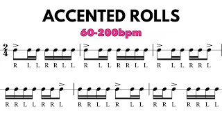 Accented Rolls | Snare Drum Warm-Up Exercise | 60bpm-200bpm