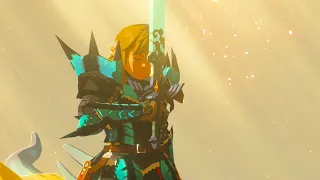 Zelda TOTK - Link obtaining the Master Sword with Rathalos Armor