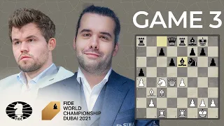 FIDE World Chess Championship Game 3 | Carlsen vs Nepo