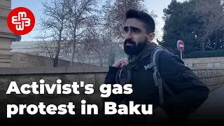 Azerbaijani activist pours gas on himself in front of government building | Meydan TV English