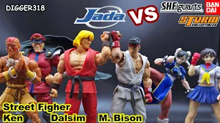 Jada Toys Street Figher Ken Dalsim M Bison vs S H  Figuarts Storm Collectibles Toy Review 4K