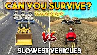 GTA 5 6 STARS VS GTA SAN ANDREAS 6 STAR WANTED LEVEL : CAN YOU SURVIVE ON SLOWEST VEHICLE?