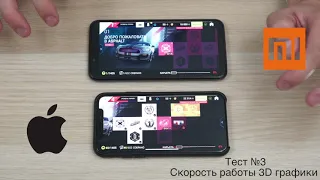 Битва Xiaomi Mi 8 против iPhone X. Тест 3 - Скорость работы 3D графики