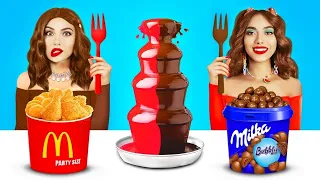 ¡Desafío Fuente de Fondue de Chocolate! Comida Gigante de Chocolate 24 horas por RATATA CHALLENGE