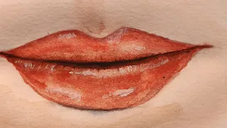 lips drawing with water colour painting 🖌️🎨#artwork #youtubevideo..#watercolor #netural..