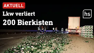 Ladung schlecht gesichert? Bierflaschen-Scherbenhaufen auf der A7 bei Fulda | hessenschau