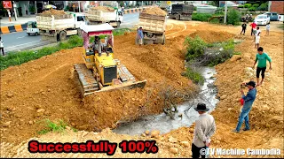 Incredible Ultimate Successfully 100% In Project Extreme Dozer D31P Pushing Soil Into Water