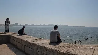 4k walk and ride along Alexandria, Egypt's beautiful Corniche waterfront promenade