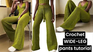 Wide leg granny stitch crochet pants tutorial