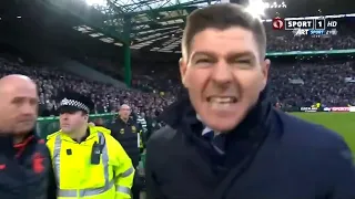 Steven Gerrard celebrates Rangers winning the old firm vs Celtic!