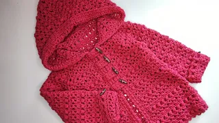 Crochet #66 How to crochet " the four stitch hoodie" for girls / Part 2