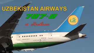 Uzbekistan Airways Boeing 787-8 {UK78705} Landing at London Heathrow Airport