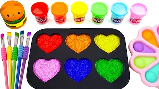 Satisfying Video l How To Make Kinetic Sand Rainbow Lipstick and Nail Polish Cutting ASMR