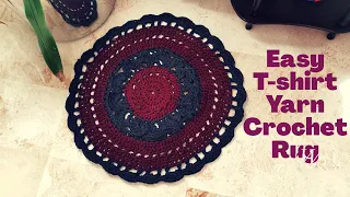 Easy Crochet Mandala Rug| T- Shirt Yarn Circle Mat| Heart and Craft