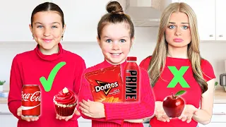 Eating Only ONE COLOR Food for 24 HOURS! (RED) | Family Fizz