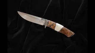 Making knife from M398 Cow BONE and Stabilized rose hip stem