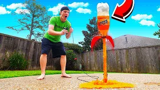 MAKING A SODA ROCKET LAUNCHER! EXPLODING BOTTLE!