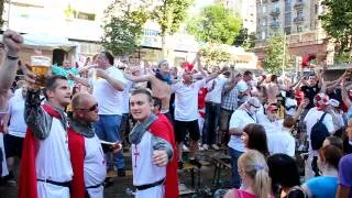 English fans are singing  "Footballs Coming Home".  Euro 2012