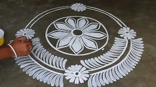 New Year Special Round Alpona Design/ Simple Jhoti Chita Design / Sankrinte Special Floor Alpona