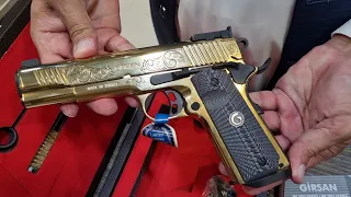 GIRSAN MC 1911 S9 GOLD PLATED 9MM PISTOL REVIEW AND UNBOXING.