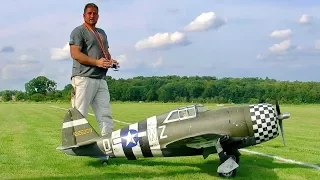 GIANT RC P-47 REPUBLIC THUNDERBOLT AMAZING DETAIL SCALE MODEL AIRPLANE FLIGHT DEMONSTRATION