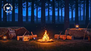 Cozy Summer Night with Campfire | Relaxing Ambient Sounds & No Music