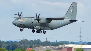 (4K) RARE visitor! Lithuanian Air Force C-27J Spartan landing, taxi and take-off at Liège Airport