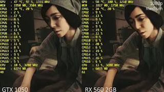 Wolfenstein II  RX 550 vs GT 1030, RX 560 vs GTX 1050,  GTX 1050 Ti vs GTX 1060 vs RX 570
