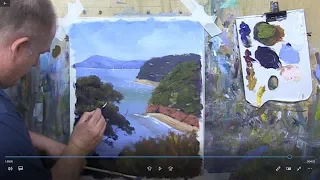 Learn To Paint TV E15 "Sorento View" Seascape Painting in Acrylic Paint For Beginners Step By Step
