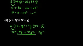 2. Find the product. (i) (5 – 2x) (3 + x) (ii) (x + 7y) (7x – y)(iii) (a²+ b) (a + b²)