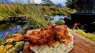 CAMPING with FRIED CHICKEN ? YES please ! ASMR cooking (4K, nature  relaxing sounds)