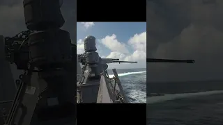 USS Sterett fires Mark 38 25mm machine gun #shorts