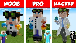 Minecraft NOOB vs PRO vs HACKER: WIEDERDUDE STATUE HOUSE BUILD CHALLENGE in Minecraft / Animation