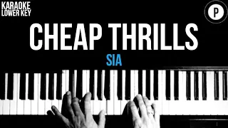 Sia - Cheap Thrills (Solo Version) Karaoke SLOWER Piano Acoustic Instrumental Cover Lyrics LOWER KEY