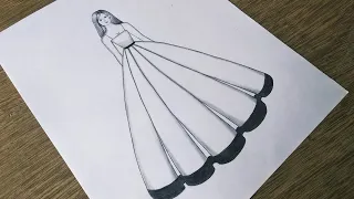 How to Draw a Fashion Girl | Girl Drawing | Dress Design Drawing Model | Barbie Drawing